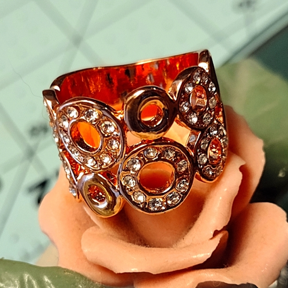 Size 6 - 18KSP Gold Plated CZ Circles Ring
